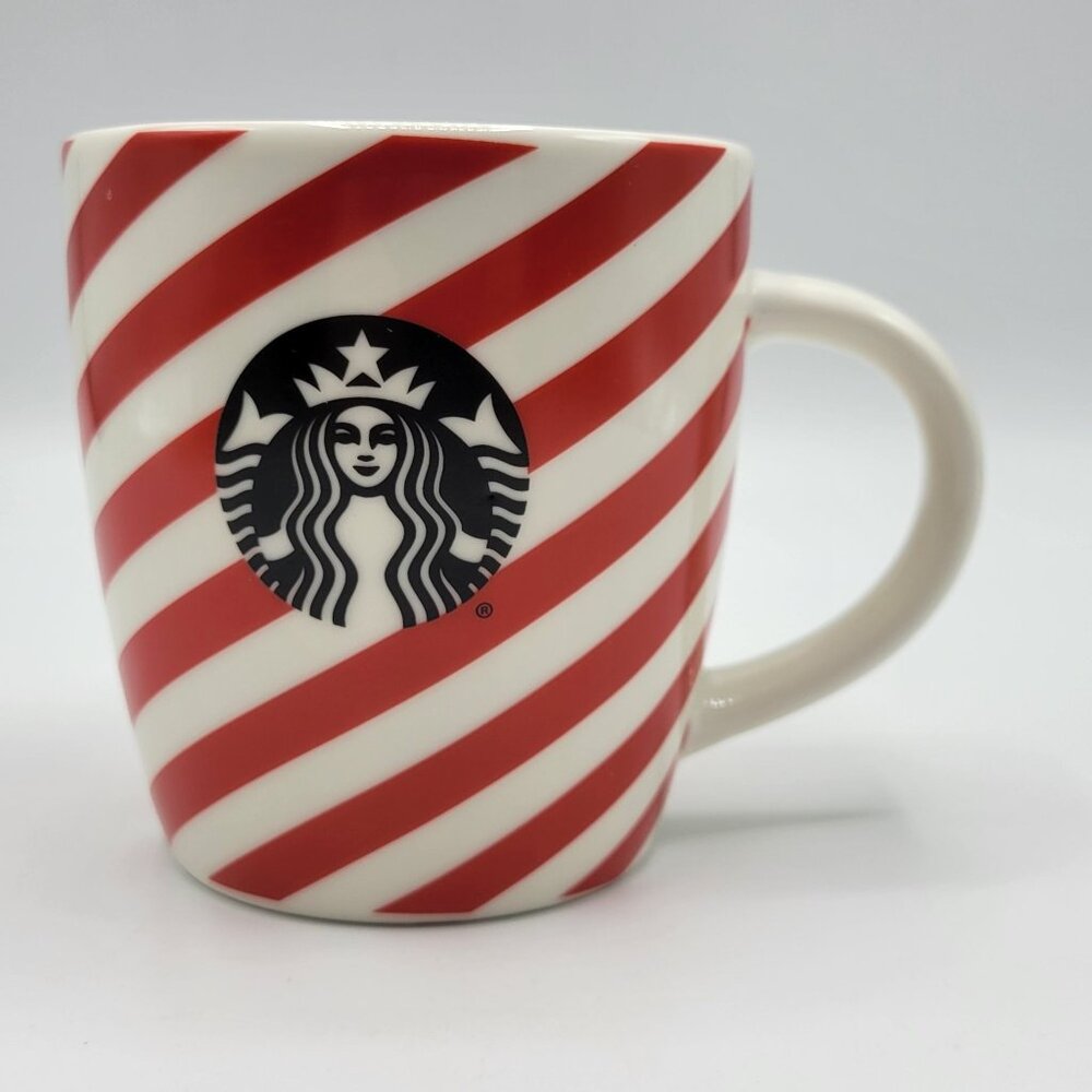 Starbucks Candy Cane Red & White Striped Ceramic Coffee Mug 12 Oz